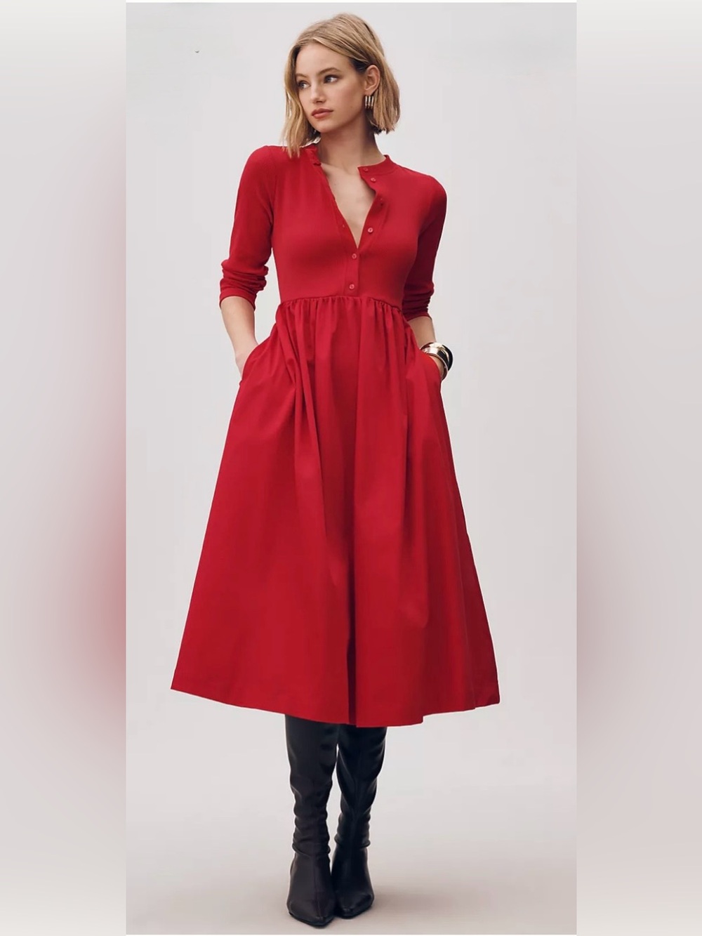 NWT Anthropologie Maeve Long-Sleeve Twofer Cardigan Midi Dress Sz XS
